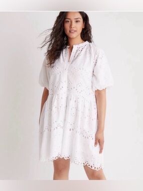Anthropologie White Eyelet Button-Front Dress